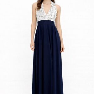 Julianne Vintage Halter Sequin Dress Long Nautical Size XS